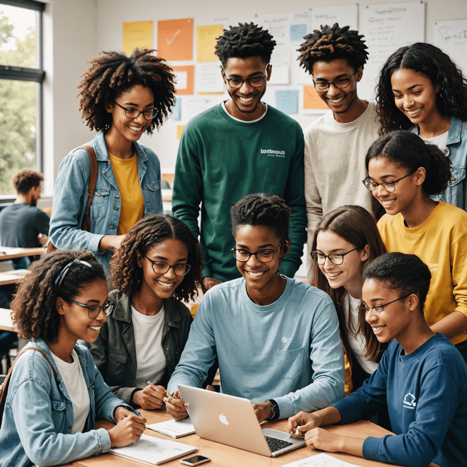 An illustration showing students and volunteers being connected through a digital platform, symbolizing the BrightPath matching process